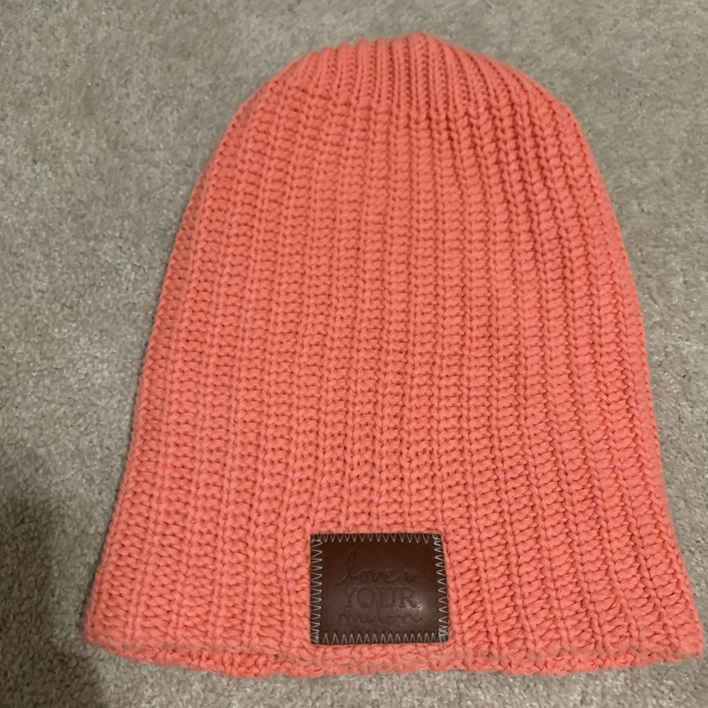 Love Your Melon Coral knit beanie